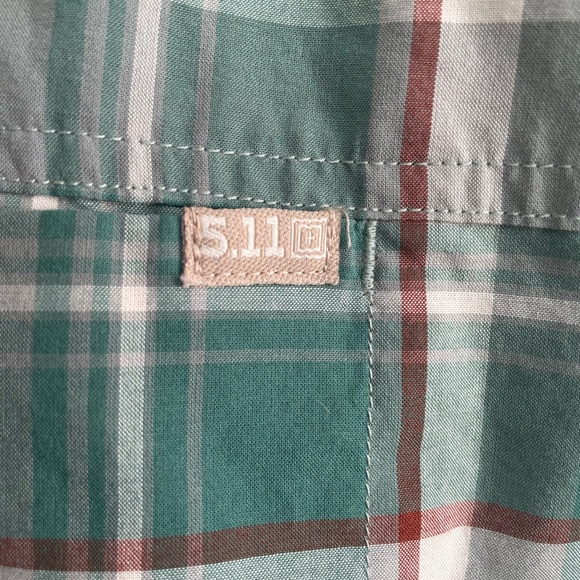 5.11 Tactical Green and White Casual Button Down Shirt - Picture 5 of 7